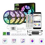 MINGRT LED Streifen Wasserdicht, LED Lichtband mit Fernbedienung und App-Steuerung, RGB 5050 Bluetooth Musik Light Strip mit Timermodu für Party Zuhause Schlafzimmer TV (Color : 5M/300LED)