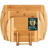 Giggi Set mit drei Schneidebrettern aus Holz mit Ständer, praktische platzsparende Schneidebrett-Sets für Mehrzwecknutzung, Bambus-Schneidebretter, Schneidebrett, Käsebrett, Brotb