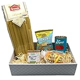 Geschenkset Pasta e Pomodoro, LA VELA Geschenkbox mit italienischer Pasta, Tomaten San Marzano, Gewürz für Pasta-Sauce, Chips mit Parmigiano Reggiano, Tartufi Bianchi, Spezialitäten Geschenkpak