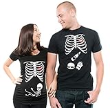 Milky Way Tshirts Frauen-Halloween-Skelett Paar Umstands X-Ray T-Shirt Schwangerschaft Burger Men Large - Women Large Schw