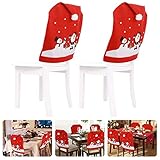 Ertisa 4 Stück Weihnachtsstuhlhussen Dekor, wiederverwendbare Weihnachtsstuhlhussen für Esszimmer mit Schneemann und Weihnachtsmann-Muster, für Küche, Esszimmerstühle, Weihnachten Dek