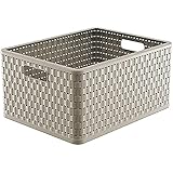 Rotho Country Aufbewahrungsbox 28l in Rattan-Optik, Kunststoff (PP) BPA-frei, anthrazit, A4+/28l (43,0 x 33,0 x 21,5 cm)