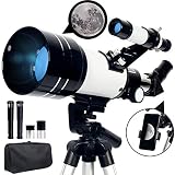 Upchase Astronomisches Teleskop, 70/300mm, Super Klares Tragbares Refraktor Teleskop Sets, Verstellbares Tripod-Rucksack-Phone Adapter, Beobachtung von Himmel und Landschaft（Kinder Geschenk）