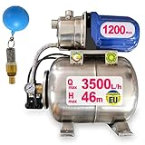 ZISTERNENPUMPE REGENWASSERPUMPE ZISTERNE-DRUCKPUMPE f. REGENWASSER 'JETPUMPE SS-1200-1' MIT EDELSTAHL-DRUCKKESSEL WASSERPUMPE FÜR ZISTERNE REGENTANK REGENWASSERTANK ERDTANK ENERGIEEFFIZIENT
