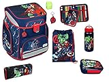 Avengers Schulranzen Set 8 teilig - Scooli Easy Fit mit Schüleretui, Schlamper, Turnbeutel, Brotdose, Trinkflasche, Schlüsselanhänger, Reg