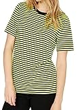 Michael Michael Kors Women's Striped T-Shirt, Black/Neon Yellow, Larg