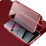 Riyueyi Anti-peep Magnetische Handyhülle für iPhone 13 Pro/13 Pro Max mit Kamera Schutzfolie Hülle Metall Schutzhülle Anti-Spy Gehärtetem Glas Privacy Screen Schutz Case,Rot,for 13