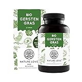 NATURE LOVE® Bio Gerstengras - Hochdosiert mit 1500mg je Tagesdosis - 180 Kapseln - Laborgeprüft und zertifiziert Bio, in Deutschland p