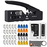 MAYLINEE RJ11 RJ45 Cat5 Cat6 Netzwerk kabel prüfgeräte Reparatur werkzeuge Abisolierschneider, Crimpen des Koax Crimper Steckers, Abisolieren des Cat6e (Grau)