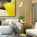 Stehleuchte Büro, Stehlampe mit Regal Metall und Basis, Standleuchten 180° Verstellbarer Lampenhalter Stehlampe für Kinderzimmer Arbeitszimmer Wohnzimmer (Color : Yellow/146CM)