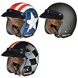 RC-583 Jethelm Motorradhelm Chopper Jet Motorrad Roller Bobber Helm rueger, Größe:L (59-60), Farbe:Schwarz M