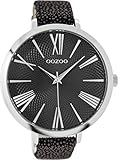 Oozoo Damenuhr mit Lederband 48 MM Schwarz/Schwarz Braun C9173
