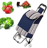 ZGYZ Klappwagen Trolley Cart，Leichter Edelstahl Einkaufswagen Faltbarer Einkaufswagen Solid mit Ochsen wasserdichte Tasche Große Kapazität Luage Cart mit R