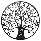 SVNA 3D Runde Wandbehang Skulptur Dekoration 60cm Baum des Lebens Eisen Art Home Room Hanging Ornament Eisenbaum Wanddekoration Schw