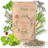 Teasire Pregnancy Love I 120g – Klapperstorchtee mit naturbelassener Kräuter Mischung zur Begleitung der Schwangerschaft I Loser Kräutertee mit Frauenmantelkraut, Himbeerblättern und Zitroneng