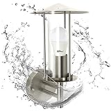 1 Stück LED Außenleuchten Laterne Lampe E27 IP44 Edelstahl Zylinder Verandalleuchte Fischerleuchter Warmweiß 240V