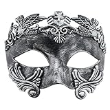 Römische Gladiator-Maske | gebürstetes Silber | Herren Maskerade Maske | Ideal für Kostümbälle / Maskenball / Hallow
