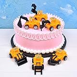 Micacorn Baufahrzeuge Set Cake Decoration, 6 Stück Baufahrzeug Kuchen Ornamenter Bagger Lastwagen Spielzeugautos für Kuchen, Cupcake für Jungen Mädchen Deko Geburtstagskuchen Party Dekoration (Car)