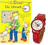 Armbanduhr für Mädchen mit Buch Conni Die Uhrzeit Lernen - R