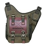 Herren Vintage Canvas Umhängetasche Brusttasche Leder Patchwork Messenger Bag