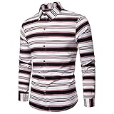 Freizeithemden Herren Urban Neue Trend Mode Gestreift Druck Herren Langarm Herbst Winter Jugend Slim Fit Strickjacke Männer Shirt Täglich Base All-Match Herren H