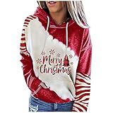 Weihnachtspullover Xmas Pullover Weihnachten Hoodie Damen Weihnachtspulli Kapuzenpullover Rentier Pullis Sweater Weihnachts-Sweatshirt,Loses Joker Langarm T-Shirt Winterjacke Teenager Kapuzenp