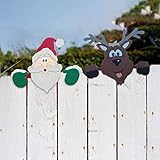 goodjinHH 2 STK Weihnachtsmotiv Zaun und Garten Peeper, charmante Weihnachtshaus Dekoration Peeper Santa Claus und Elch,Weihnachtsdekoration Weihnachtsschmuck,für Parkzaungarten (Multicolor)