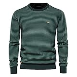 SSBZYES Herren Pullover Herren gestreifter Kontrast Pullover Herren schmaler Rundhals gestreifter Pullover Herren Pullover Strickb