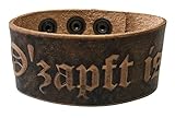 Lederarmband Armband braun zur Tracht und Lederhose Herren Damen Leder Prägung Bayern Austria O´zapft is Weidmanns Heil Floriani Feuerwehr Gott zur Ehr, Ozapft Is, L 23 cm, B 3,8