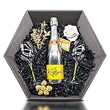 Veuve Clicquot Rich Champagne 12% 0,75 l Geschenkset inkl. 2x Veuve Clicquot Gläser mit orangenen Stiel & zauberhafte Dek