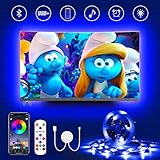 Hamlite TV Hintergrundbeleuchtung für 70-82 Zoll Fernseher, 5.5m Bluetooth LED Strip, Sync mit Musik, RGB LED Streifen mit Fernbedienung und App Steuerung, USB-Betrieb, für TV/PC Monitor, Sp