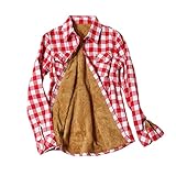 LONLY Flanell Blusen Rot Kariertes Hemd DamenJacken (Rot, M)