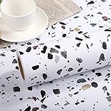 Terrazzo Kontaktpapier für Arbeitsplatten 40,1 x 297,2 cm, selbstklebende Folie für Regal Küche Schublade abziehen und aufkleben, wasserdichte Tapete für Küche Schlafzimmer Badezimmer W
