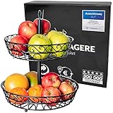 Chefarone Obst Etagere 30 cm - Obstschale für mehr Platz auf der Arbeitsplatte - Etageren mit Obstschalen - dekorativer Obstkorb (schwarz)