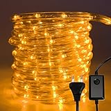 Hoplugge 40M LED Lichterschlauch Außen Innen, Gelb LED Schlauch Aussen Lichtschlauch mit Timer und 8 Modi, Lichterkette für Zimmer Garten Party Hochzeit Weihnachten Deko, 960 LED