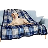 PAVILIA Wasserdichte Decke für Couch, Sofa | wasserdichte Hundedecke für große Hunde, Welpen, Katzen | Haustierdecke Schutz | Plüsch weich warm flauschig Sherpa Decke Bettüberwurf Plaid Navy, 60x80