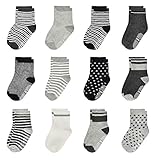 ELUTONG Kleinkind Jungen ABS Rutschfeste Socken - 12 Paar Baby Socken Anti-Rutsch Antirutsch Kinder Kleinkinder Babysocken für 3-5 Jahre Baby Jungen und M