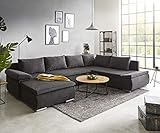 DELIFE Couch Abilene Schwarz 325x230 cm Ottomane variabel Schlaffunktion W