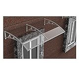 LIXIONG Vordach Haustürvordach, Pultbogenvordach Edelstahlhalter Polycarbonat Draußen Eingangsbereich Überdachung Regenschutz Edelstahlhalter, Größenanpassung (Color : Klar, Size : 60x120cm)