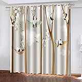 WEFDVBC Schlafzimmer Thermogardine Schaukel Panda Kreativität 140×160Cm Verdunkelungsvorhang Kinderzimmer Junge Mädchen Blickdichter Ösenvorhang Fensterdek