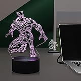 Laysinly 3D Visual Marvel Black Panther LED Nachtlicht Nachttischlampe für Fans Jungen AA Batterie betrieben USB Base Charge Touch Sensor Fernbedienung 16 Farbwechsel tragbar Indoor O