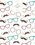 Vokabelheft: Bunte Hipster Brillen Muster. 3 Spalten für Vokabeln. 120 Seiten mit schönem Design. Dreispaltiges Buch mit Soft Cover 8.5x11 Zoll, ca. DIN A4 21.6x27.9