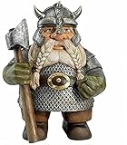 Gartenzwerg Lustig für Draußen Großer Wetterfester Wikinger Gartenzwerg Victor Norse Zwergzwerg Statue Ornament Farbige Dekoration Outdoor Home-A_M