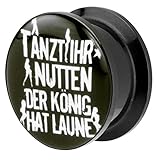 Piersando Ohr Plug Piercing Kunststoff Motiv Comic Picture Flesh Tunnel Ohrplug mit Tanzt Ihr Nutten der König hat Laune Schwarz 22