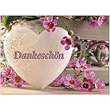 15 schöne Dankeskarten (Graviertes Herz) mit 15 Umschlägen im Set - Danksagungskarten, Danke sagen nach Hochzeit, Geburt, Baby, Taufe, Geburtstag, Kommunion, Konfirmation, Jugendw