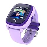 VIDIMENSIO GPS Telefon Uhr 'Kleiner Delfin-violett, Armband:schw/pink',ohne Abhörfunktion/mit sicherem deutschen Server/Wasserdicht, SOS Notruf+Telefonfunktion / Anleitung+Uhr+App+Support: D