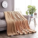 Flanell Samtplüsch Reversible Decke, Kaschmir Decke Tan Sherpa Fleece Decke (Color : Tan, Größe : 150x200CM)