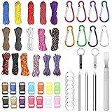 EUBSWA Paracord Set, Paracord 550 Nylonschnur 16 Farben 10 Fuß, Paracord Seil Multifunktion Enthält Seilschnalle und Nähnadeln, Geeignet für Die Herstellung von DIY Armband, Lanyard, Schlüsselb