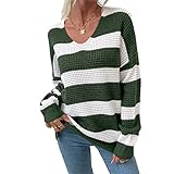 ZDDHOODY Damen Strickpullover V-Ausschnitt Einfarbige Langarmshirt Lockere Pullover Oberteile Tops Pullover Sweater Langarm Winterjacke Sweatshirt Für Herbst und Winter Damen Winterp