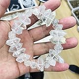 L-SHUNBAO LSB-Colorful Stone, 1pc Natursteine ​​und Mineralien Herkimer Diamant-Armband Rohstein Armband Heilkristalle Freier Quarz-Kristall-Armb